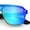 Black - Teal Mirror, variant on Color Mirror Shield Flat Top Racer Rimless Horn Rim Plastic Sunglasses Slate - Black