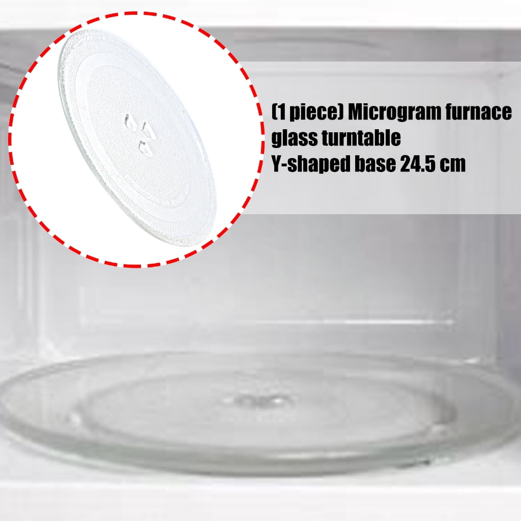 Microwave Glass Turntable 24.5cm Y-Base Heatproof Rotating Plate Dishwasher Safe Replacement