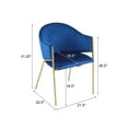 thumbnail image 3 of GDF Studio Modern Velvet Upholstered Dining Chairs with Metal Frame, Navy Blue + Gold, Set of 2, 3 of 6
