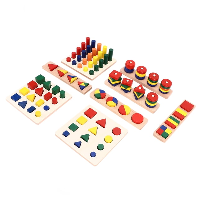 Rompecabezas con forma de madera para niños, bloques de clasificación a juego de colores, juguete educativo, regalo de cumpleaños
