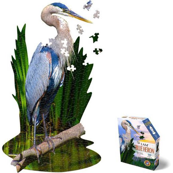 MADD CAPP I Am Blue Heron Bird Shaped 300 Piece Puzzle