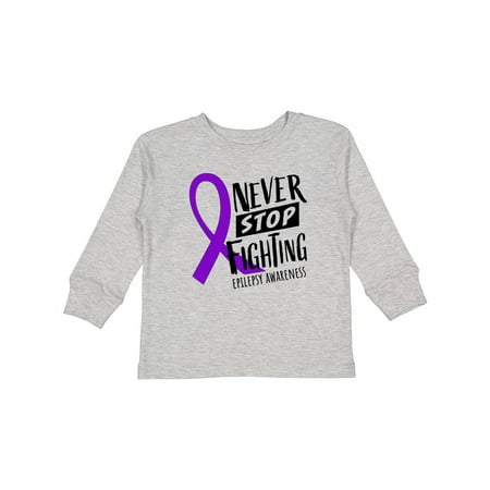 

Inktastic Never Stop Fighting Epilepsy Awareness Purple Ribbon Gift Toddler Boy or Toddler Girl Long Sleeve T-Shirt