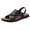 Black, variant on Men's Home Slippers Leather Open Toe Slides 2026 Footwear Round Slip on Beach Shoes Adjustable Ankle Strap Lightweight Sandals Dark Size 8