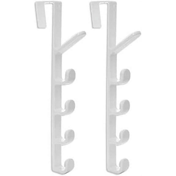 Triani 2 Pcs No Punching Purse Racks for Hanging Purses Over The Door Hook Hanger 5 Hooks Organizer Rack for Coats, 5 Layers Black Door Hat Hanger Backpack Holder Hand Bag Hook Storage Hooks (White)