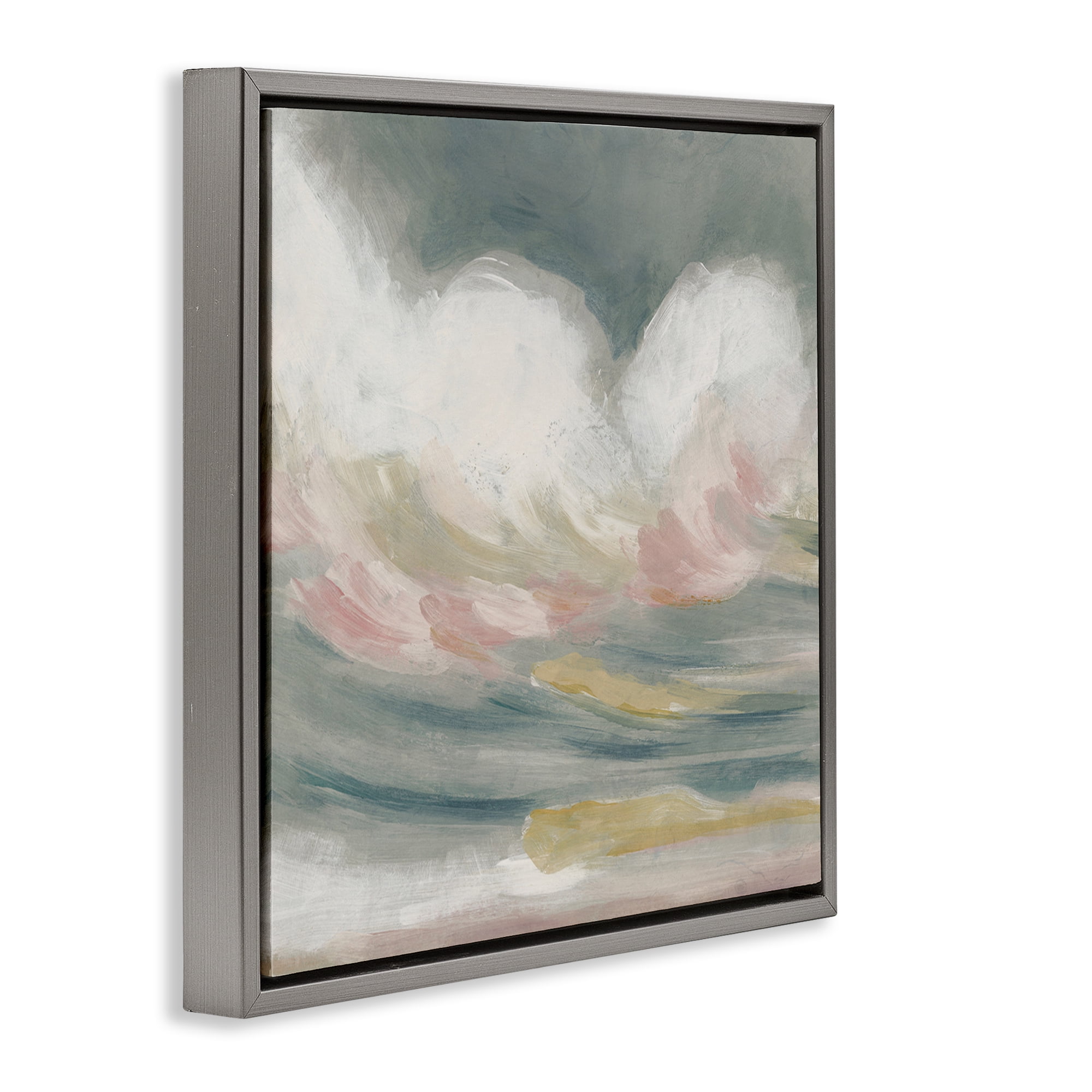 Stupell Industries Stormy Rolling Waves Landscape Painting Gray Floater Framed Canvas Art Print Wall Art, 25 x 25