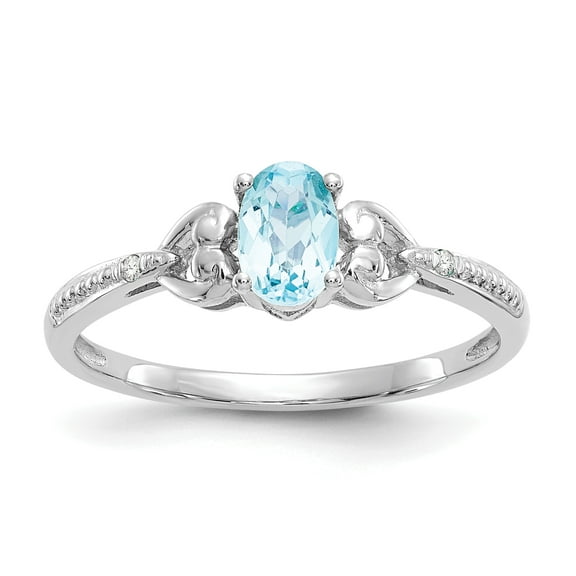 10k White Gold Swiss Blue Topaz and Diamond Ring 10XB297