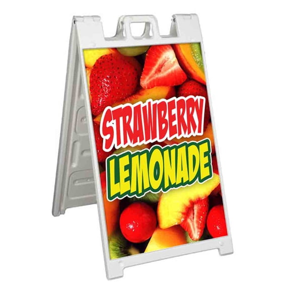 Strawberry Lemonade (24" X 36") Standard A-Frame Signicade, Includes Decal Applied To Stand