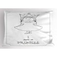 thumbnail image 2 of Ambesonne Cartoon Pillow Sham, Girl in Crown Themed Design, 36" X 20", White Black, 2 of 2