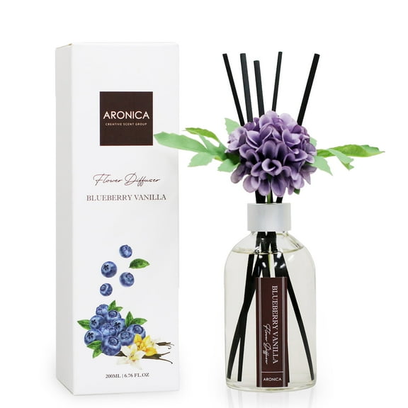 Aronica Flower Diffuser, Vanilla Fragrance Fiber Sticks, 200mL
