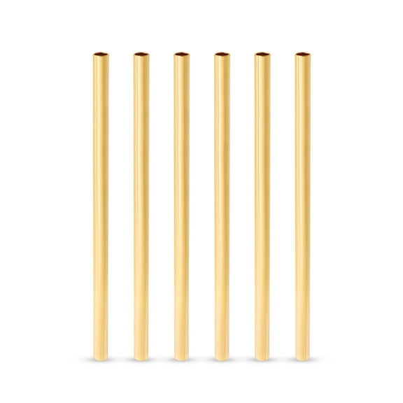 Viski Belmont Stainless Steel Cocktail Straws, Reusable Straws 5" Set of 6