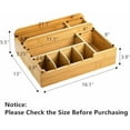 thumbnail image 2 of Bamboo Utensil Caddy Organizer, 8 Compartments Large Paper Plate Holder, Adjustable Utensil Holder Silverware Cutlery Organizer for Plate Cup Fork Spoon Napkin, 16" L x 13" W x 5.5" H, 2 of 8