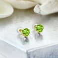 thumbnail image 3 of Gem Stone King 1.66 Ct Heart Shape 6mm Green Peridot 10K Yellow Gold Stud Earrings for Women Men, 3 of 3