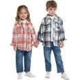 thumbnail image 2 of Baby Boys Kids Long Sleeve Button Down Plaid Shirts Fall Winter Flannel Shacket Jackets Tartan Tops, 2 of 6