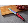 thumbnail image 2 of SiliSlick Steak Knife Set - Iridescent/Rainbow Titanium Coated Stainless Steel Knives - 5 inch / 12.7cm - (6 Red), 2 of 9