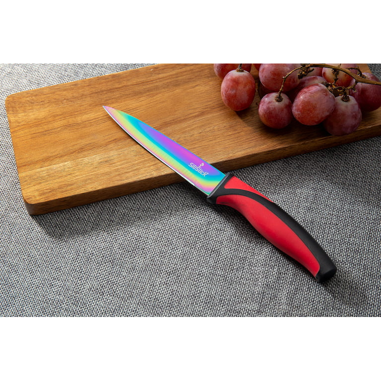 Steak Knives Set of 8, Rainbow Titanium Coated Stainless Steel