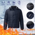 thumbnail image 2 of KaLI_Store Puffer Jacket Men Solid Hooded Cotton Lightweight Packable Puffer Jacket Winter Coats Navy,S, 2 of 5