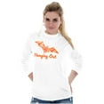 thumbnail image 3 of Cute Haunted House Halloween Bat Women's Long Sleeve T Shirt Brisco Brands L, 3 of 6