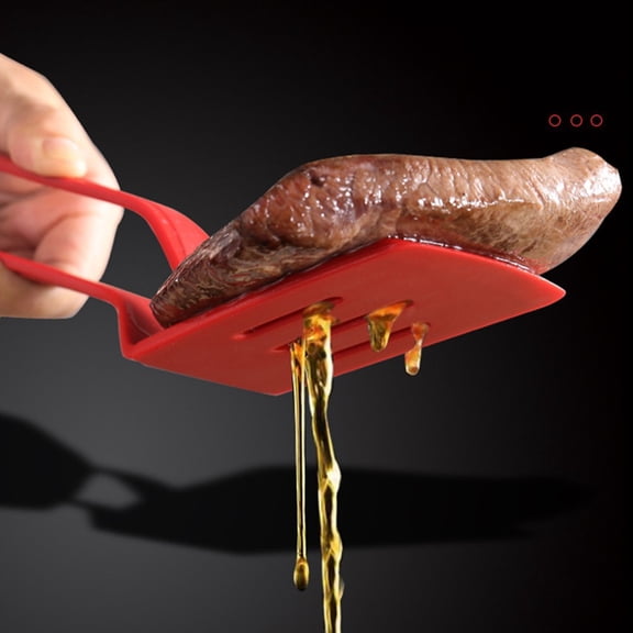 1pc Silicone Kitchen Cooking Tongs Barbecue Clamp BBQ Clamp Spatula for Gripper Red Smile Home