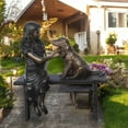 thumbnail image 6 of Nifao Girl plays Doctor on a Bench W Dog Bronze Statue – Home Decor Sculpture, 38"L x 18"W x 39"H, 6 of 13