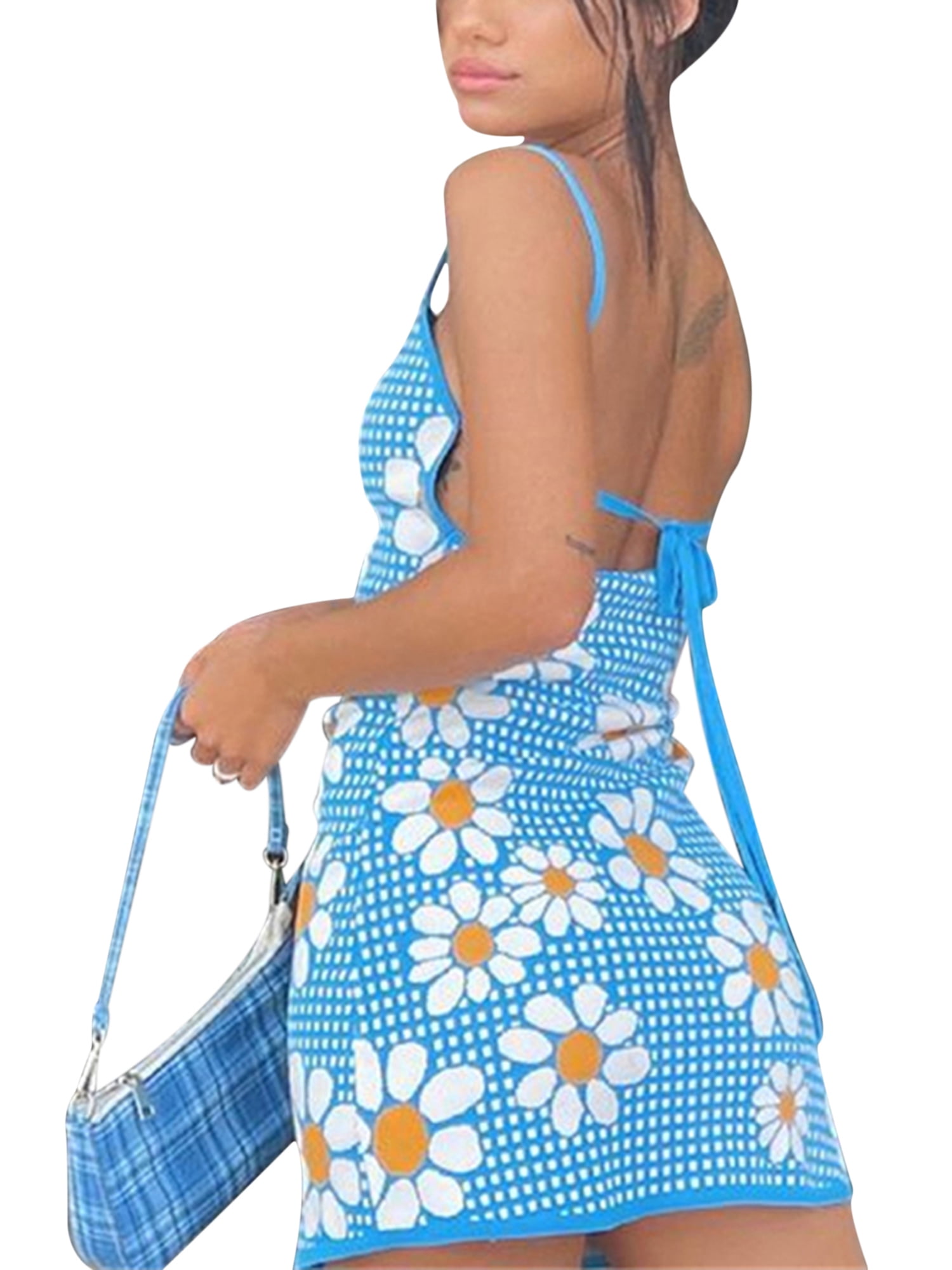 Women Mini Dress Sexy Knitted Y2K 