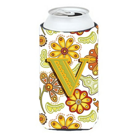 

Caroline s Treasures CJ2003-VTBC Letter V Floral Mustard and Green Tall Boy Hugger Tall Boy multicolor