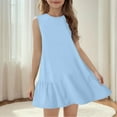 thumbnail image 3 of Generic Girl's Summer Dresses Pleated Fashion Solid Color Soft Sleeveless Dress Casual Crew Neck Dresses for 5-15 Years, 3 of 7