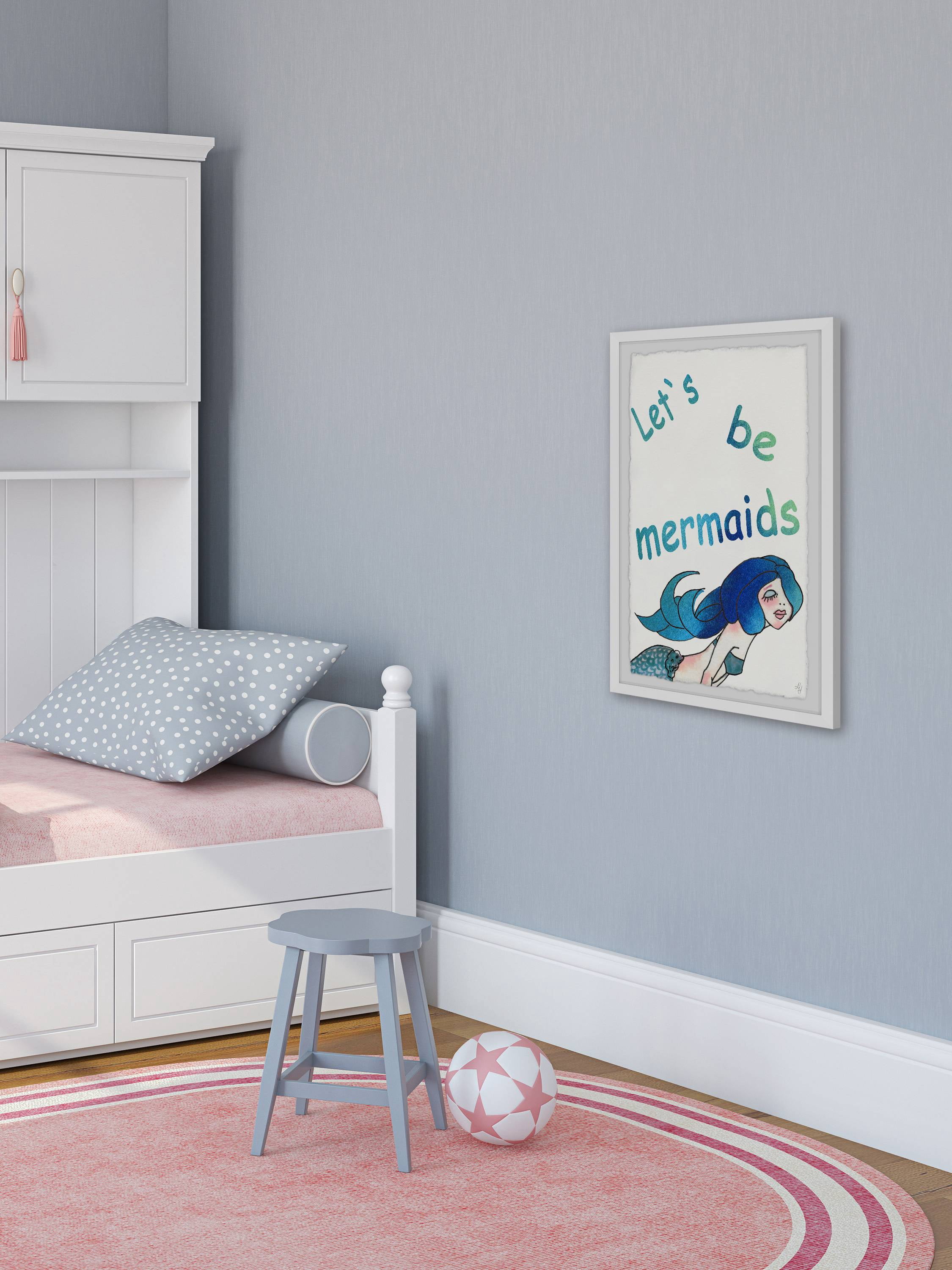 Marmont Hill Let's Be Blue Mermaids Framed Wall Art