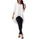 thumbnail image 2 of INSPIRAR CHIC Blusa de Chifón Asimétrica de Cuello Redondo para Mujeres con Mangas de Volante de 3/4 y Corte Alto-Bajo Blanca XL, 2 of 5