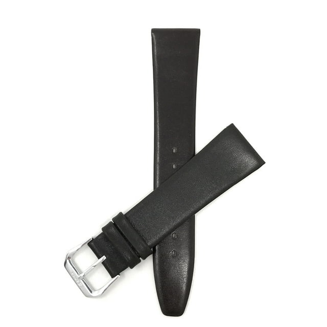 Extra-Long (XL) 20mm Leather Slim Watch Strap Band Anti-Allergic Lining, Silver Coloured Buckle