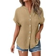 thumbnail image 4 of TODOZO Button Down Shirts for Women Blouses Casual Loose Fit Tunic Womens Blouses Casual Tops Batwing Sleeve Pocket Patched Shirt Casual Work T Shirts Double Layer Wrinkled Fabric, 4 of 9