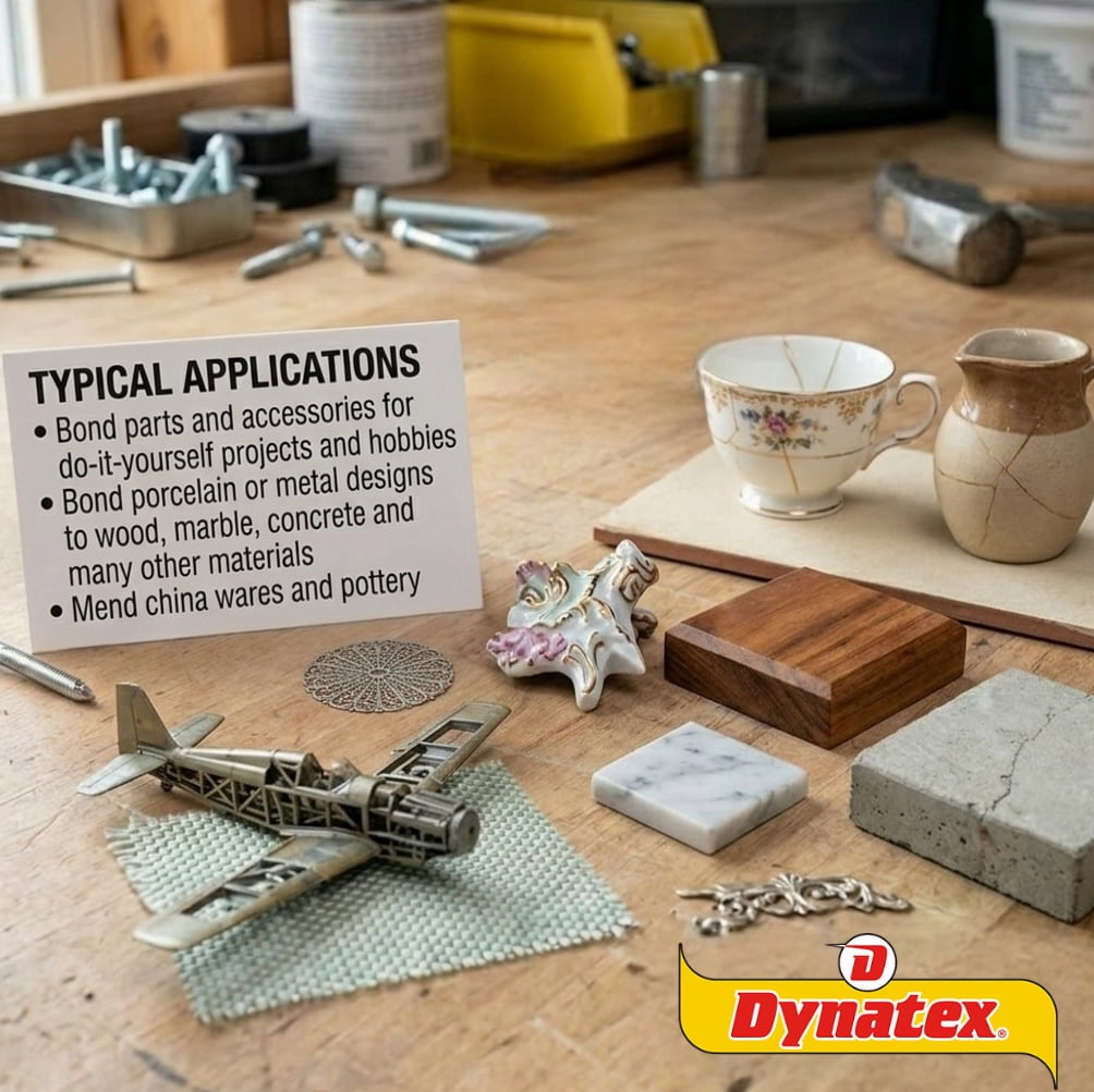 Dynatex 4 Minute Epoxy Adhesive 1 oz Twin Syringe - Rapid Cure, Clear Rigid Bond, Bonds Metal Ceramic Glass Concrete Wood, Pre-Measured (4-Pack)
