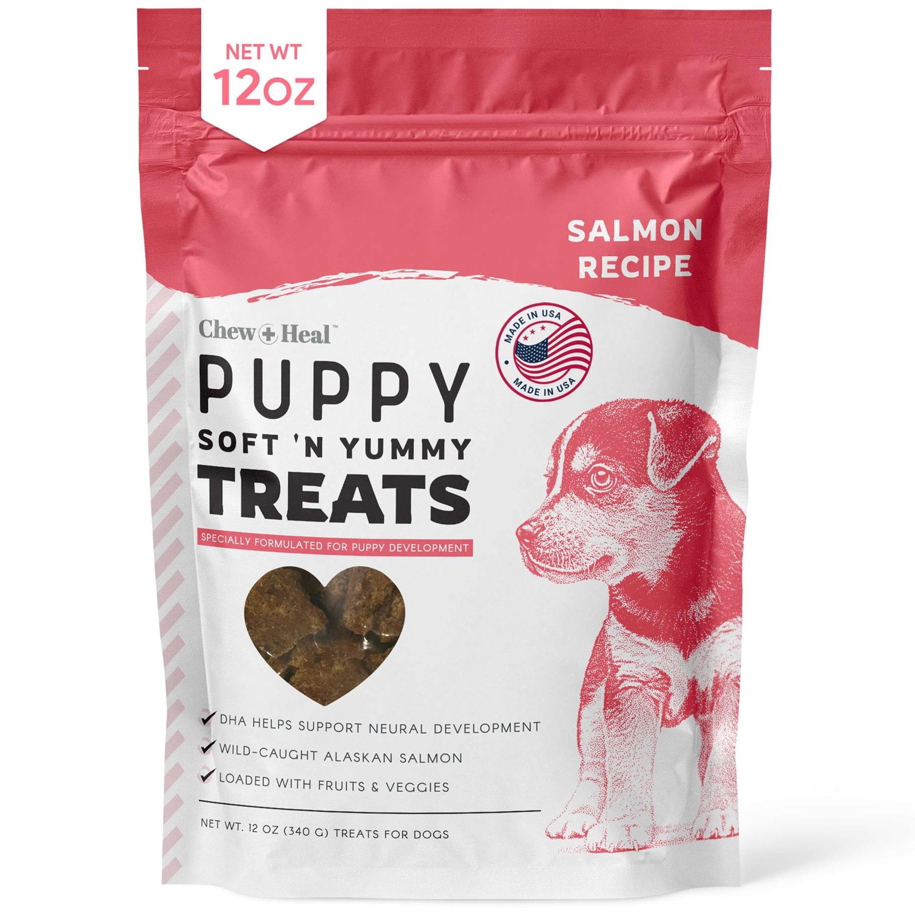 Chew + Heal Dog Salmon Jerky for Puppies - 12 oz of Salmon Dog Treats for Puppy Development
