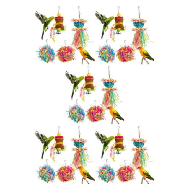 Redempat Easy To Install Bird Parrot Shredding Toys Set Safe And Reliable Option For All Birds Gifts Colorful multicolored 5Set