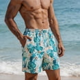 thumbnail image 6 of TKKCS Mens Graphic Swim Trunks- Quick Dry Vacation Lightweight Elastic Waist Drawstring Breathable Casual Beach Board Shorts Light Blue Size 3XL, 6 of 6