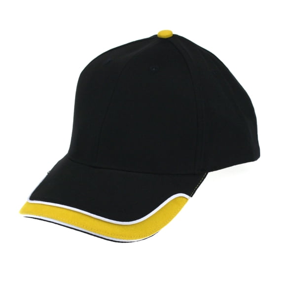Mens Race Car Low Crown Heavy Brushed Cotton Baseball Cap Black Yellow
