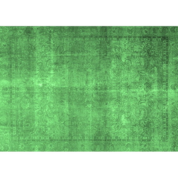 Ahgly Company Indoor Rectangle Persian Emerald Green Traditional Area Rugs, 5' x 7'