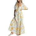 thumbnail image 2 of xiaxaixu Robe Longue Décontractée d'Été pour Femmes Imprimé Floral Col en V Profond Robe à Manches Courtes Mode Plage Vacances, 2 of 8