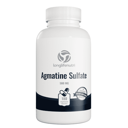 LongLifeNutri Agmatine Sulfate 500mg - 180 Vegetarian Capsules for Cognitive Function