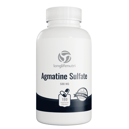 LongLifeNutri Agmatine Sulfate 500mg - 180 Vegetarian Capsules for Cognitive Function