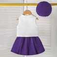 thumbnail image 6 of Staki Girl Outfit Toddler Summer Girls Clothes 3 Piece Ruffle Sleeve Tops and Skirt Sets Cute Party Dress for Kids 9M 12M 18M Purple,9-12 Months, 6 of 6