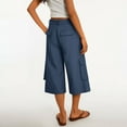 thumbnail image 4 of Mohiass Cargo Capris for Women with Pockets Wide Leg High Waisted Capri Pants Summer Caual Loose Cropped Trousers Navy 2XL, 4 of 8