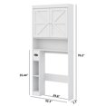 thumbnail image 7 of Furnihold Over The Toilet Storage Cabinet with Shelves and Doors, 32.3''W Free Standing Toilet Shelf Space Saver with Anti-Tip Design and Adjustable Bottom Bar, White, 7 of 7