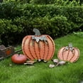 thumbnail image 3 of Metal Fall Pumpkin Decor Set of 2, Indoor Outdoor Standing Flat Pumpkin Decoration for Autumn Harvest Thanksgiving Halloween Decoration Home House Kitchen Decor, 3 of 13
