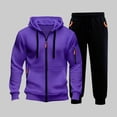 thumbnail image 2 of Ccpelsie Men's Tracksuits Set Full Zip Jacket Hoodie Sweatsuit Running Sport Pants Outfits for Men with Multi Pockets(Purple,3XL), 2 of 4