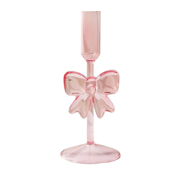 Komiseup Bow Candle Holders, Candle Stick Holders, Bow Glass Candlestick Holders, Modern Decorative Centerpiece For Table Mantel Wedding Housewarming Gift Valentine'S Day Gift