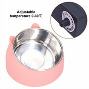Sorandy Heated Pet Bowl Thermal Bowl Heated Pet Bowl Pet Thermal Bowls Heating Dog Bowl Feeder Puppy Food Water Heat Stainless Steel Temperature Bowl for Small Pets (Pink)