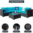 thumbnail image 4 of Cozyhom 6 Pieces Outdoor Wicker Rattan Furniture Set,Patio PE Wicker Conversation Set with Coffee Table,Blue, 4 of 6
