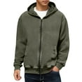 thumbnail image 6 of WTOBBY Men's Vintage Zipper Hooded Jacket, Long Sleeve Solid Color Pullover, Retro Washed Style Streetwear Coat with Stand Collar and Pockets,Army Green L, 6 of 6