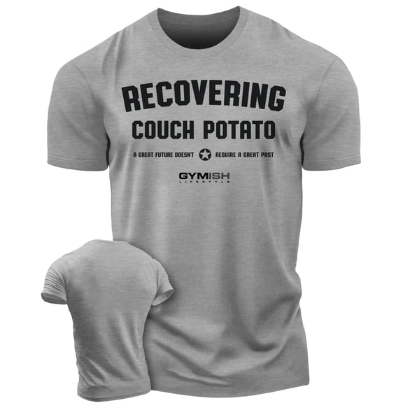 Gymish Recovering Couch Potato Workout T-Shirt - Funny Gym Shirt, Men's Lifting T-Shirt, Gym T-Shirts for Men, Athletic Workout Gear