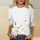 thumbnail image 1 of ICHUANYI Clearance Fashion Woman Round Neck 3/4Sleeve T-Shirt Printing Blouse Tops Sweatshirt(Yellow, M) ICHUANYI WER2023080704820, 1 of 5